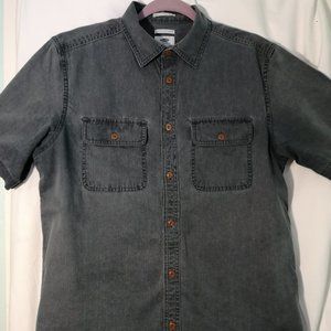 Men's Old Navy Short-Sleeved Button-down Cotton Shirt, GRAY, Medium